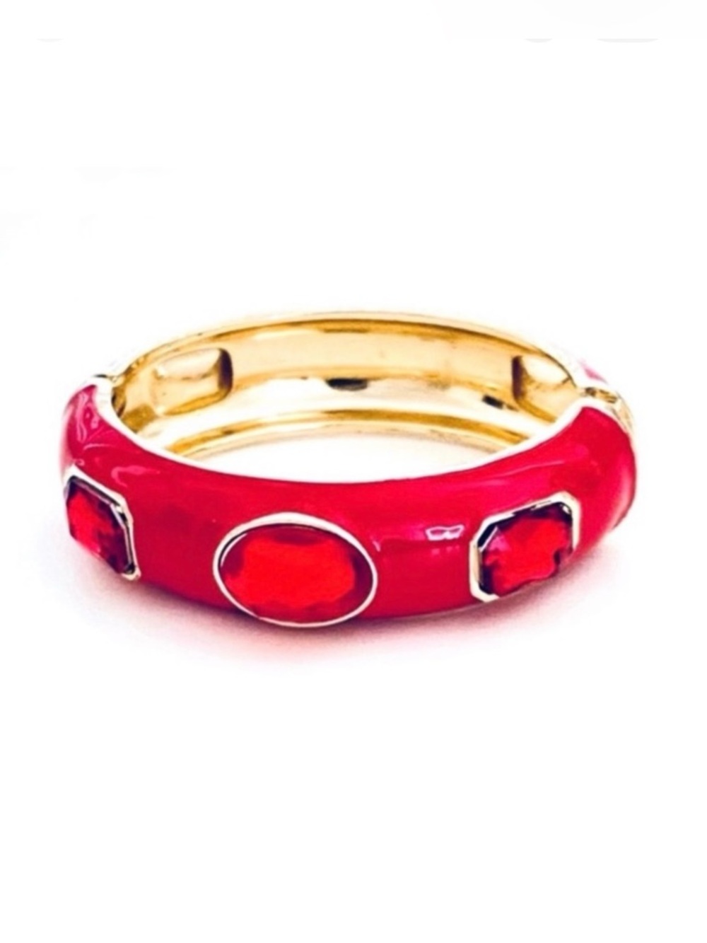 NWOT Red Glass & Crystals Great Quality Cute Bangle